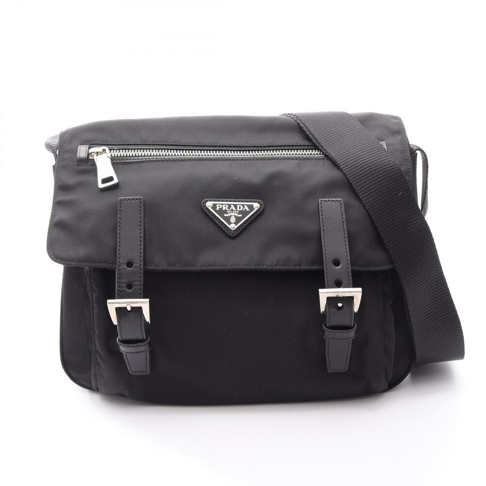 Prada Tessuto Leather Shoulder Bag Black